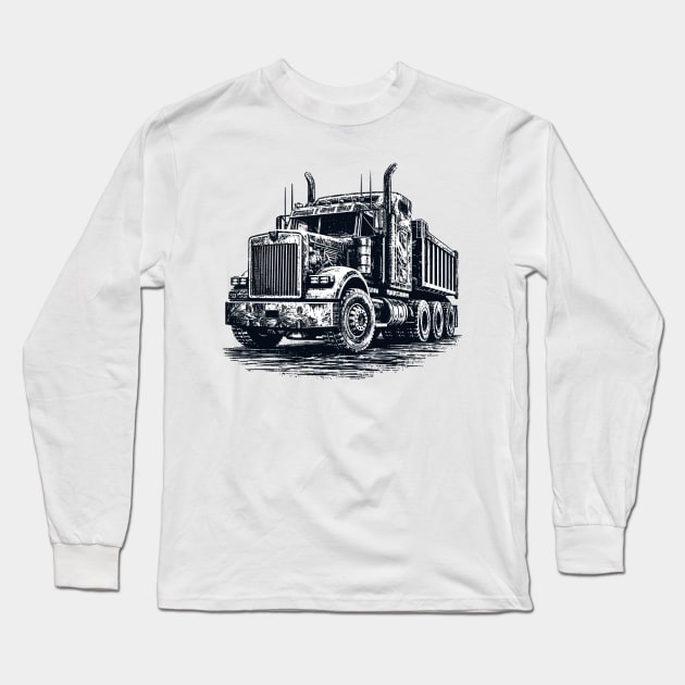 Trailer Truck Long Sleeve T-Shirt by Vehicles-Art
